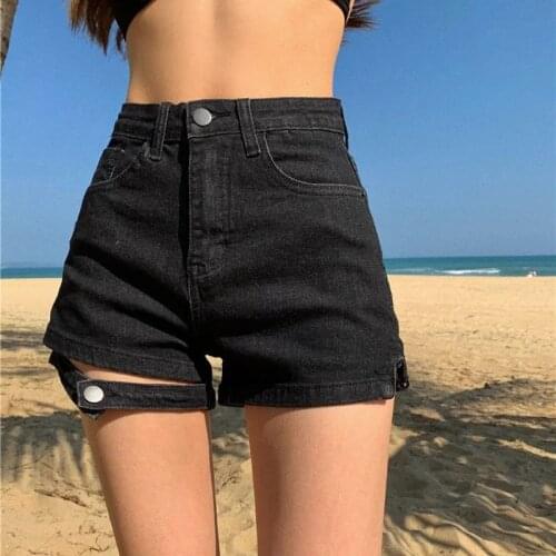 Punk Gothic Detachable Denim Mini Shorts Women Sexy Skinny Short Pants Female Bottoms Streetwear Clubwear Clothing 2021 New