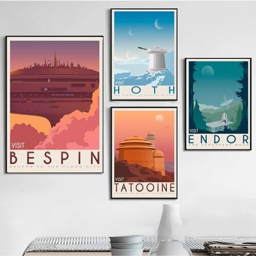 Tatooine Planet Hoth Print Vintage Art Painting Travel Movie Retro Posters Landscape Posters Wall Art Picture Home Decor Cuadros