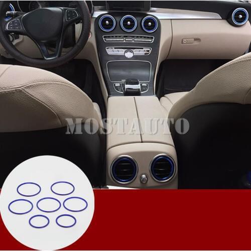 Inner Console Air Vent Outlet Trim Cover Ring 7pcs For Benz GLC X205 X253 2015-2018 Blue/Red Car Accessories Interior Car Decor
