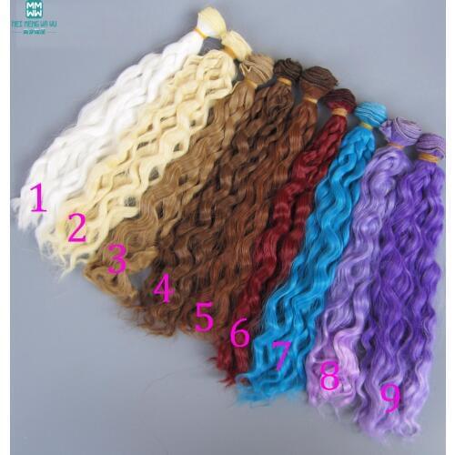 25cm*100CM Large rippled curls doll hair for 1/3 1/4 1/6 BJD/SD doll DIY wigs accessories Golden brown brown