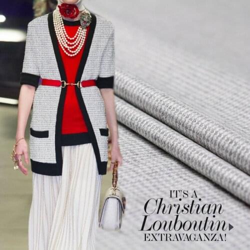 High-end silver wire gray white wool yarn woven fabric spring and autumn coat high-end custom wool fabric 95%wool