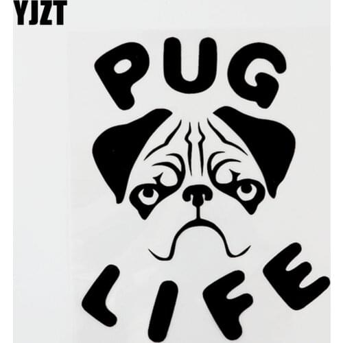 YJZT 13.3CM×16.3CM Fashion Animal Pug Life Vinyl Car Window Sticker Decal Black/Silver 8C-0418