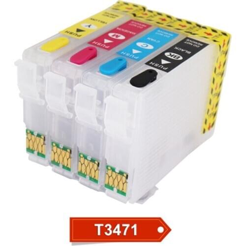 T3471-T3474 Refillable Ink Cartridge With ARC Chip For Epson T34XL For Epson Workforce Pro WF-37258DWF WF-3720DWF Printer