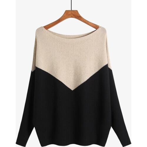 BYGOUBY Off Shoulder Women Pullovers And Sweaters Autumn Winter Heart Patchwork Knitwear Batwing Sleeve Soft Jumper Jersey Mujer