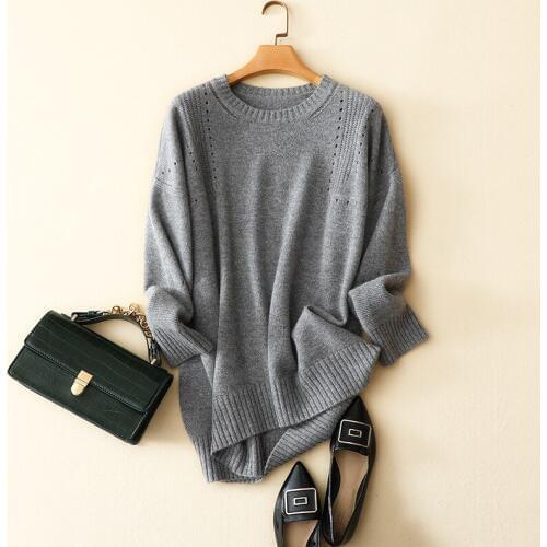 Oversized ladies loose sweater pullover high quality cosy 100% cashmere winter sweater women