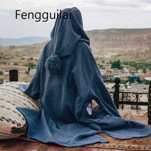 FENGGUILAI BOHO INSPIRED Long Cardigan Hooded Oversized Knitted Floral Embroidery Cardigan Sleeve Split Gypsy Sweater Women 201