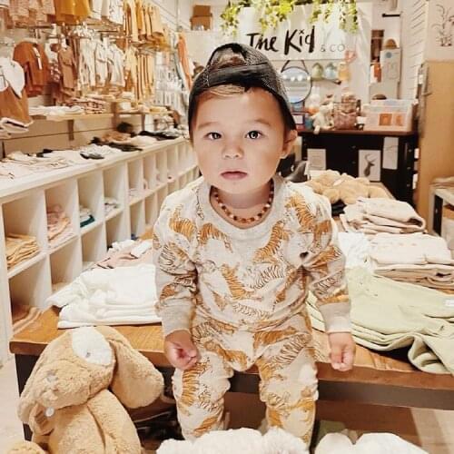 Winter Newborn Baby Boy Clothes Set Infant Tiger Printed Outfits Cotton Long Sleeve Sweatshirt Tops and Pants 2PCS