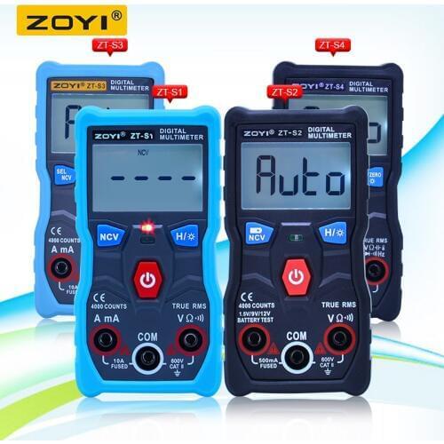 ZT-S1/ZT-S2/ZT-S3/ZT-S4 True RMS LCD Digital Multimeter 4000 counts Auto Range With NCV DATA HOLD and LCD backlight