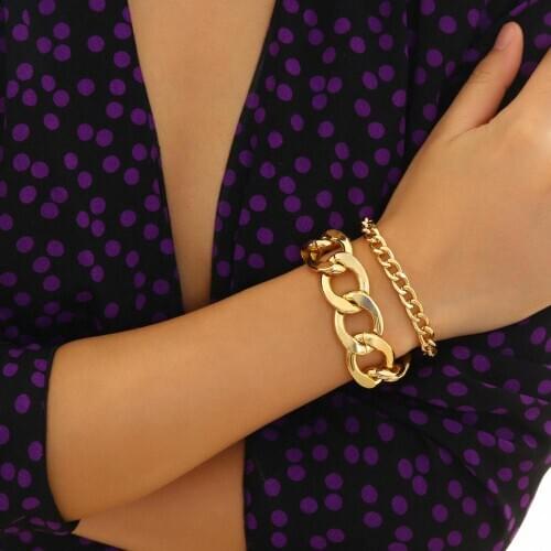 1/2/4PC Vintage Chain Bracelets Set for Women Stainless Steel Party Thick Iron Link Punk Charm Bracelet Men Jewelry