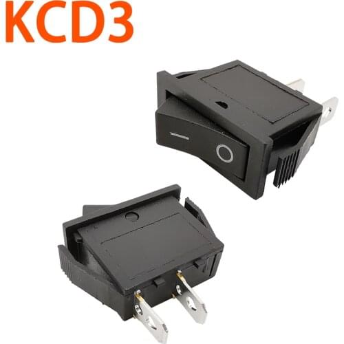 1/2/5Pcs KCD3 Rocker Switch KCD3 On-Off Ship Type Switch 16A 250V/20A 125V AC 2Pin 30*13mm Black Boat Rocker Switch Connector