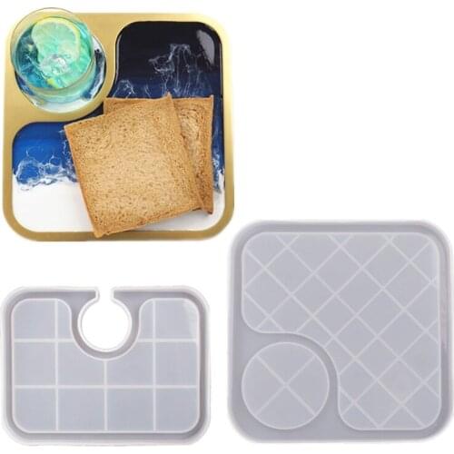 2 Pcs/Set Set Dinner Plate Epoxy Resin Mold Tray Placemat Silicone Mould DIY Crafts Serving Board Plate Casting Tools