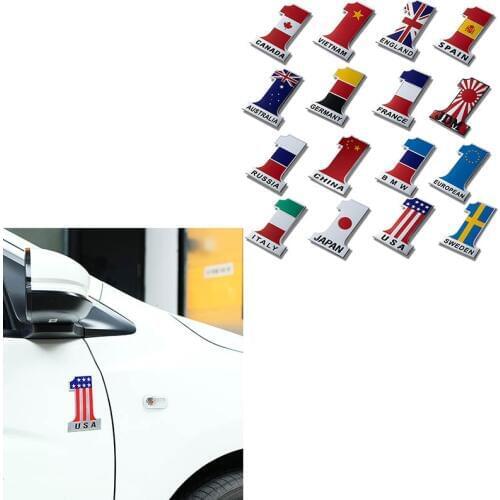 2019 NO.1 Flag 3d Metal Car Emblems Sticker For Mitsubishi Lancer 10 ASX Pajero X Ford Focus 2 3 1 Fiesta Citroen C4 C5 C3 logo