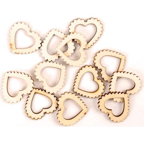 Cute Gear Hollow Heart Shape Wooden Scrapbooking Painting Painting Craft Handmade DIY Accessory Home Decoration 30mm 20pcs