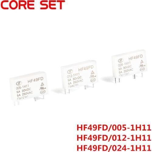 5pcs Hot Sale Relay 12V HF49FD-005-1H12 005-1H12 HF49FD DC5V 1H12 4PIN 5A Relay 5V Rele 12V 24V