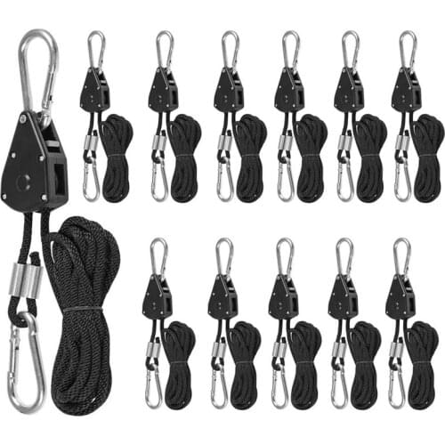 6-Pair 1/8 Inch Adjustable Rope Clip Hanger with Reinforced Metal,Grow Light Fixture Hanger,6.5-Feet Long(Longest Ever)