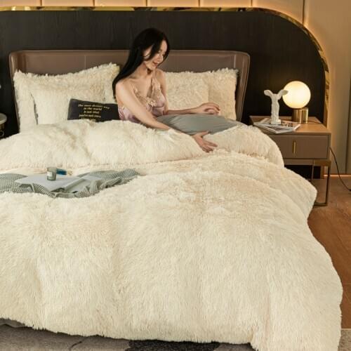 White Pink Gray Winter Thick Fleece Bed Flat Shee Bedding Set Velvet Coral Fleece Duvet Cover Pillowcases Queen King Size #sw