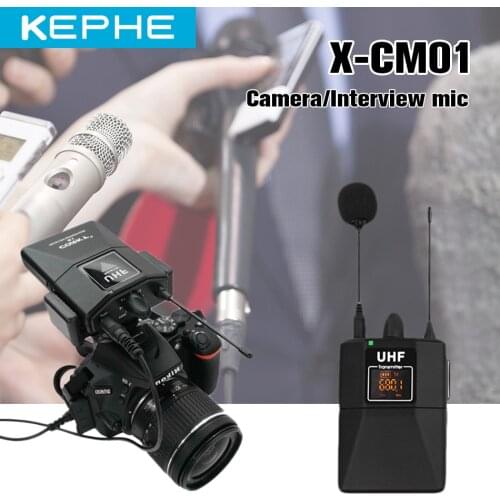 KEPHE X-CM01 UHF Wireless Lavalier Microphone, UHF Lapel Mic System with 16 Selectable Channels Come with Two 3.5mm Cables