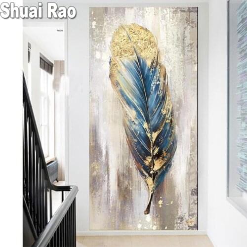 Large 5d diy diamond painting Abstract Golden feather diamond embroidery full square round rhinestone Of picture mosaic Puzzle