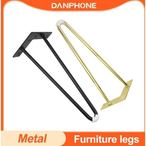 DANPHONE 4pcs Large Size Iron Table Legs For Metal Furniture Foot Black Gold Chair Sofa Bed Hairpin Desk Leg Cabinet Feet