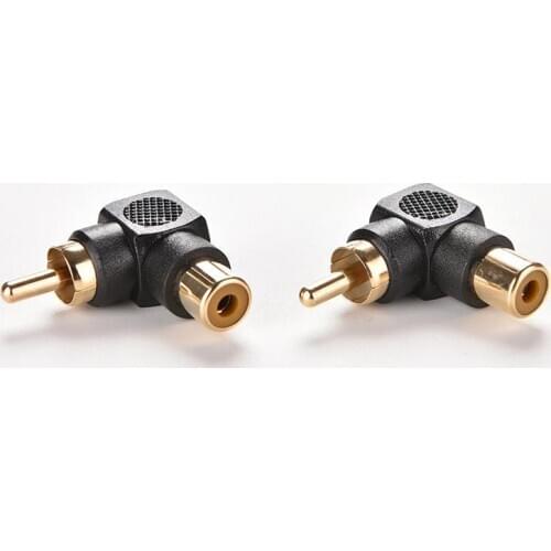 Black 90 Degree Right Angle RCA Male to Female M/F Connector Adapter Audio AV Plug 24k gold-plated Converter