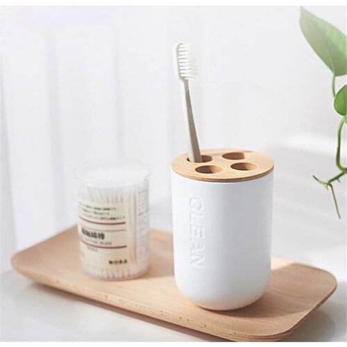 Toothbrush Holder Bathroom Gargle Cup Soap Box Toilet Brush Lotion Hotel Bed and Breakfast Bamboo Wood Modern Style