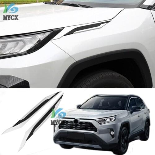 For Toyota rav4 xa50 2019 2020 Accessories Front Head Light Lamp Eyelids Frame Trim Cover Sticker Decoration Carbon Look