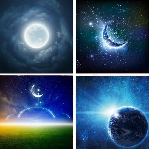 Laeacco Photographic Backgrounds Moon Shiny Gradient Cloud Night Sleep Dream Scenic Photocall Backdrops Photo Studio