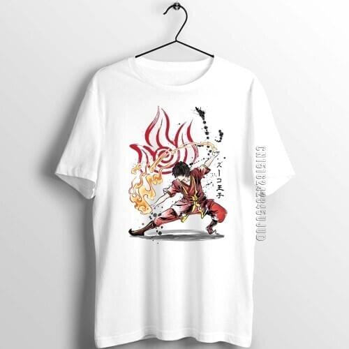 Unix T Shirt Men Guys The Avatar Last Airbender Zuko Fire Nation Ink Art Printed Art Artwork Tee