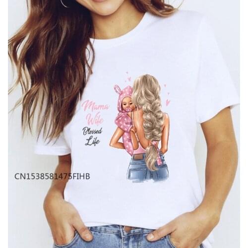 T-Shirts Premium Top For Women 90s Aesthetic Trend Mama Mom Love Clothing Print Lady Graphic T Shirt Ladies Female Tee T-Shirt