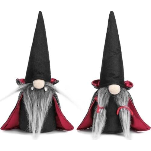 Halloween Handmade Tomte Swedish Gnomes Ornaments with Witch Cloak Hat Christmas Table Decorations Gifts