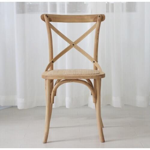 American country retro chair logs old chair backrest wooden cross French cafe loft back fork seat