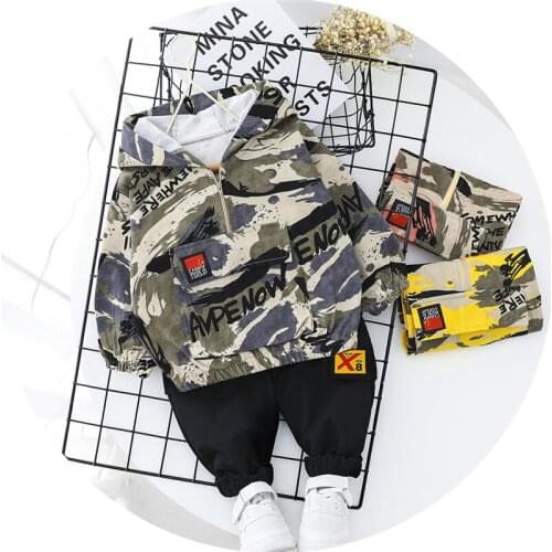 New Fashion Children Boys Cartoon Clothing Suits Baby Camouflage Hoodies Pants 2Pcs/Sets Spring Autumn Toddler Cotton Tracksuits