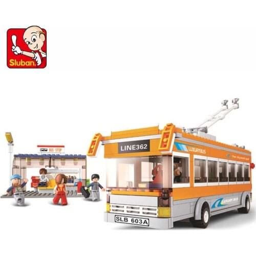 Sluban City Bus Series Building blocks city tram bus bus 0332 children puzzle assembly toys birthday gifts
