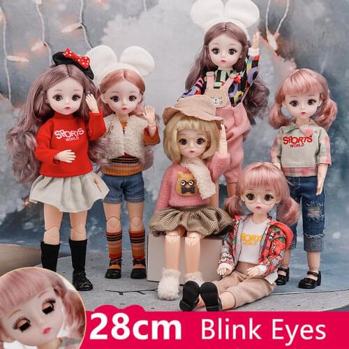12 Inch Doll Blink Eyes 28cm Heigh Doll Baby Toys for Children Dress Up Joints Toy Doll BJD 1/6