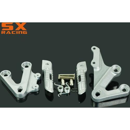 Motorcycle Silver Black Street Bike Front Foot Pegs Pedal Footrest For SUZUKI GSXR1000 GSXR 1000 03 04 2003 2004