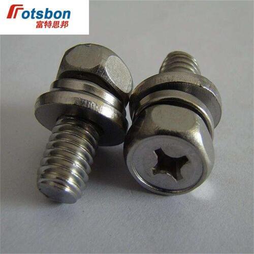 M3/M4 Screw Kit Screws Set Cross Recessed Hexagon Bolt With Indetation Single Coil Lock Washer Plain Washer Assemblies GB/T9074
