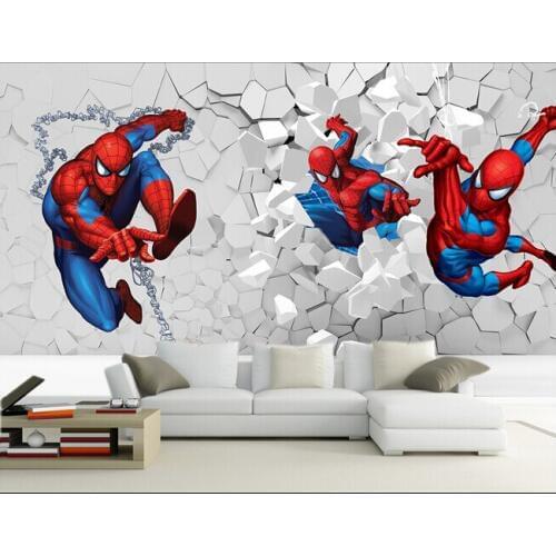 Custom children cartoon mural, used in the sitting room TV wall papel DE parede para quarto wallpaper vinyl spiders