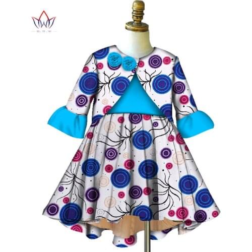 2020 New Summer Africa Children Clothing Dashiki Cute Girls Dresses Bazin Riche Sweet African traditional clothing WYT126