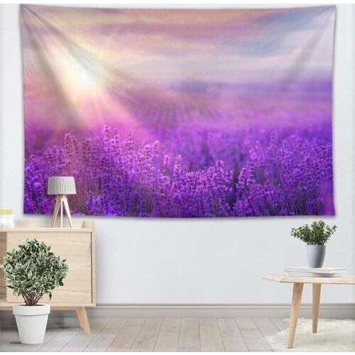 New Custom Lavender Plant Tapestry Printed Creative living room bedroom background wall fabric hanging painting small fresh