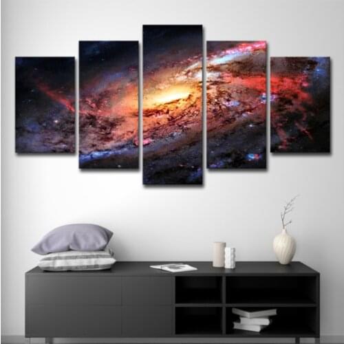5 Pieces of Cosmic Space Galaxy Stars Art Painting HD Poster Printing Office Living Room Bedroom Home Decoration Salon Frameless