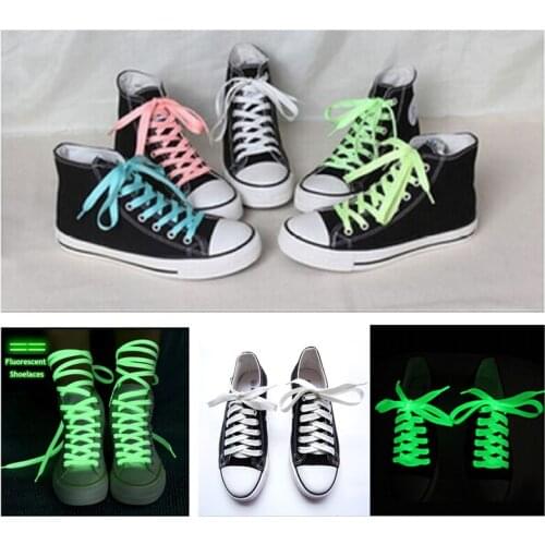 Flat Reflective Runner Shoe Laces Safety Luminous Glowing Shoelaces Unisex for Sport Basketball Canvas Shoe Fluorescent Shoelace