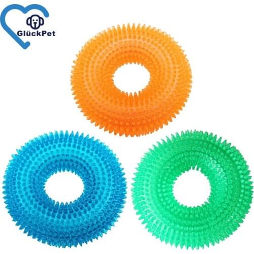 Durable Dog Squeaky Chew Toys for Aggressive Chewers Dental Teething Cleaning (Non-Toxic Soft Natural Rubber)