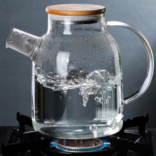 1L/1.6L Transparent Borosilicate Glass Teapot Heat-Resistant Glass water Jug Clear Flower Tea Kung Fu Kettle Office Home Tool