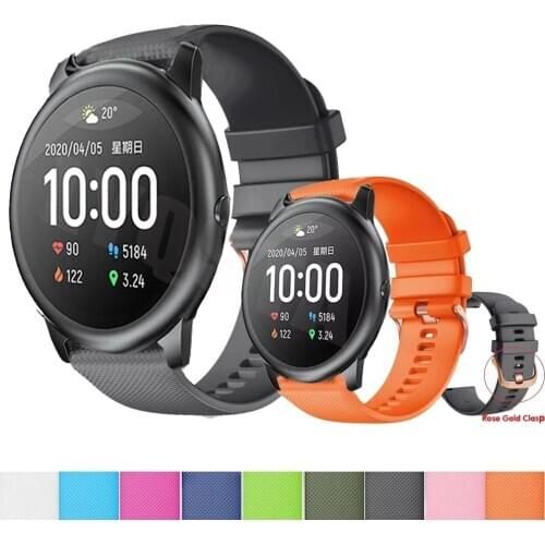 Smart Watch Strap Silicone Color Silver Buckle Suitable20/22mm For Xiaomi Haylou Solar LS02/LS05/Amazfit GTR 42 47mm Accessories