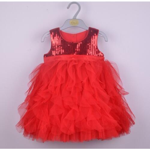 Retail High quality girls party dress hot selling pink childrens dress with sequins summer dresses free shipping