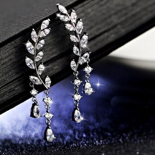 AAAAA-grade zircon earrings leaf Earrings