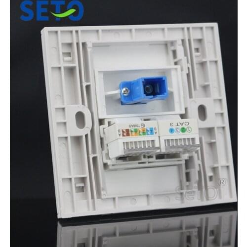 SeTo 86 Type Optical SC + RJ45 Cat5e Network + RJ11 Cat3 Tel Wall Plate Socket Keystone Faceplate