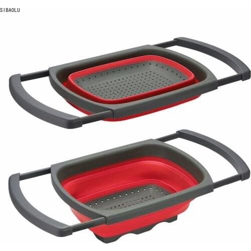Collapsible Scalable Colander Folding Kitchen Organizer Silicone Strainer Fruit Vegetable Wash Colanders Basket kitchen Tools