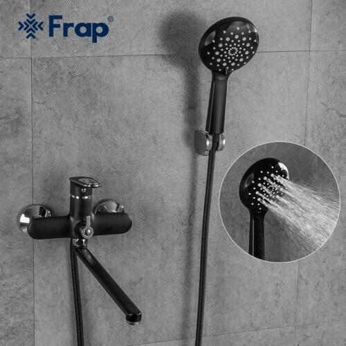 Frap 35cm Outlet pipe Black/White Bath shower faucet shower head bathroom tap chrome bathtub faucet F2249-6