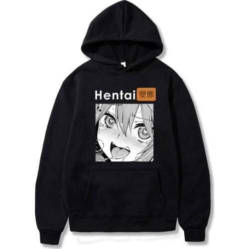 Waifu Harajuku Print Hoodies Otaku Lewd Hentai Cute Girl Anime Hoodies for Men Streetwear Male Fashion Casual Hooded Sweatshirts